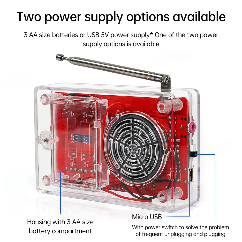  RDA5807 DIY FM Radio Electronic Kit Adjustable Frequency 87-108MHz Digital Display DIY Soldering Project Practice Solder