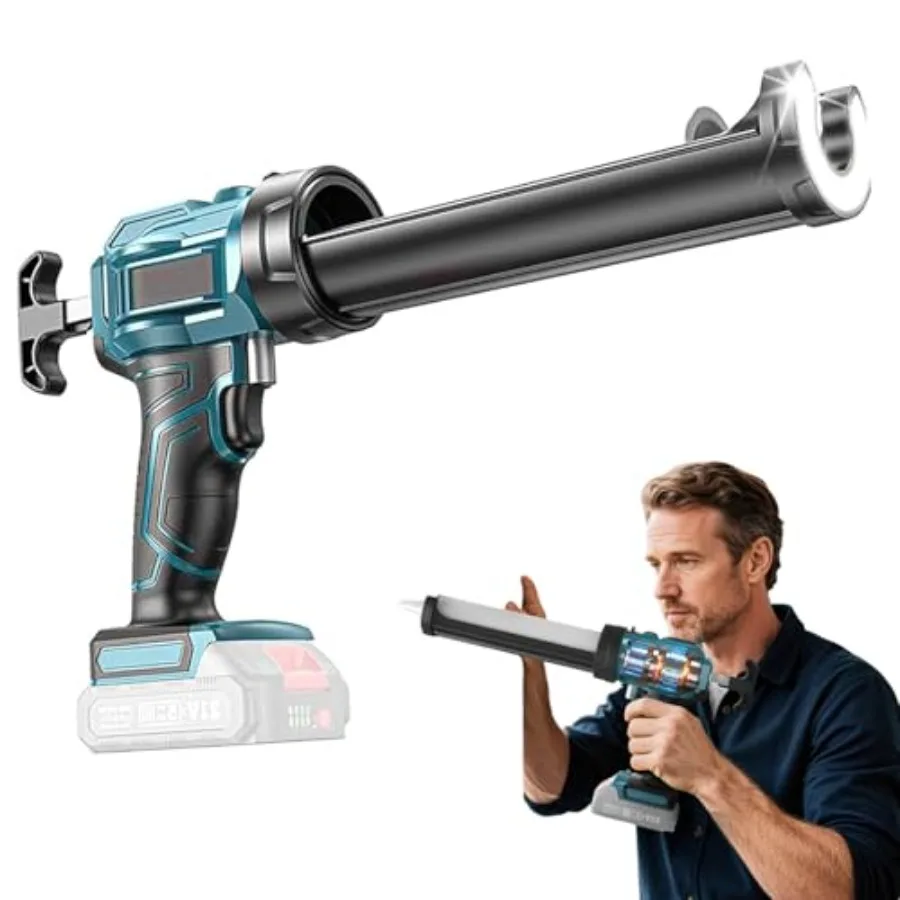 

Electric Caulking Gun 10 OZ Electric Caulk Gun with LED Light 4 Adjustable Speeds Auto Retract for Filling Sealing Battery Not