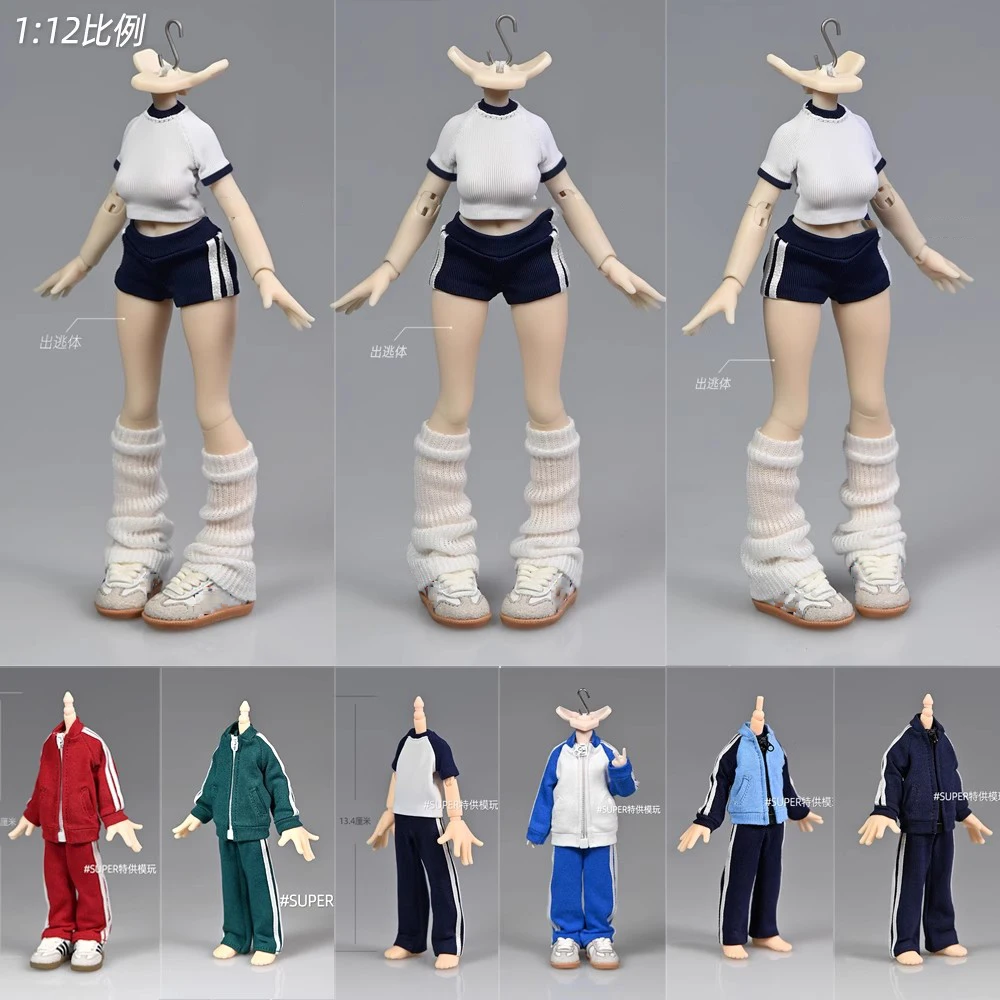 

1/12 School Uniform T-shirt Shorts Jacket Pants Sprots Wear Clothes Model Fit 12-13.4cm Azone Body Girl Action Figure Body Dolls