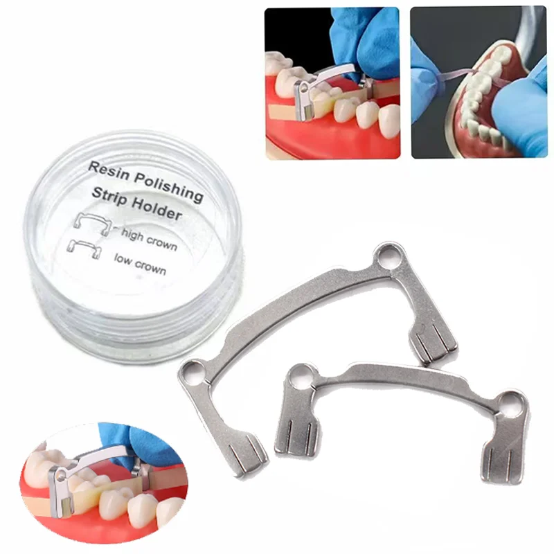 

2PCS Dental Polishing Strip Holder Stainless Steel Hand Held Low High Crown For Teeth Grinding Sanding Shaping Polishing Tools