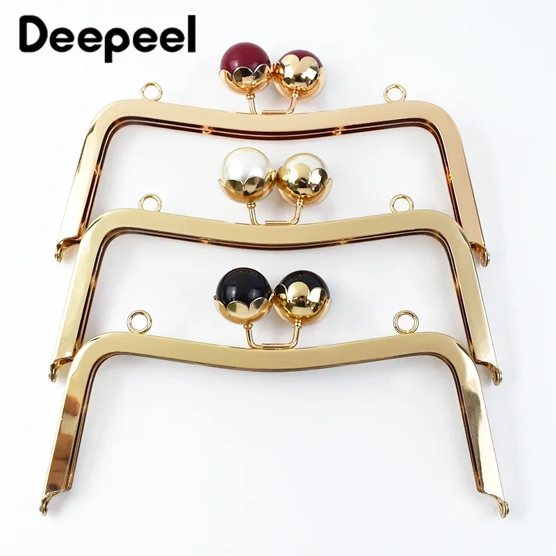 1/2/3/5Pcs Deepeel 20cm Metal Handle Square HandBags Frame Pearl Head Kiss Clasp Wallet Sewing DIY Bags Hardware Accessories