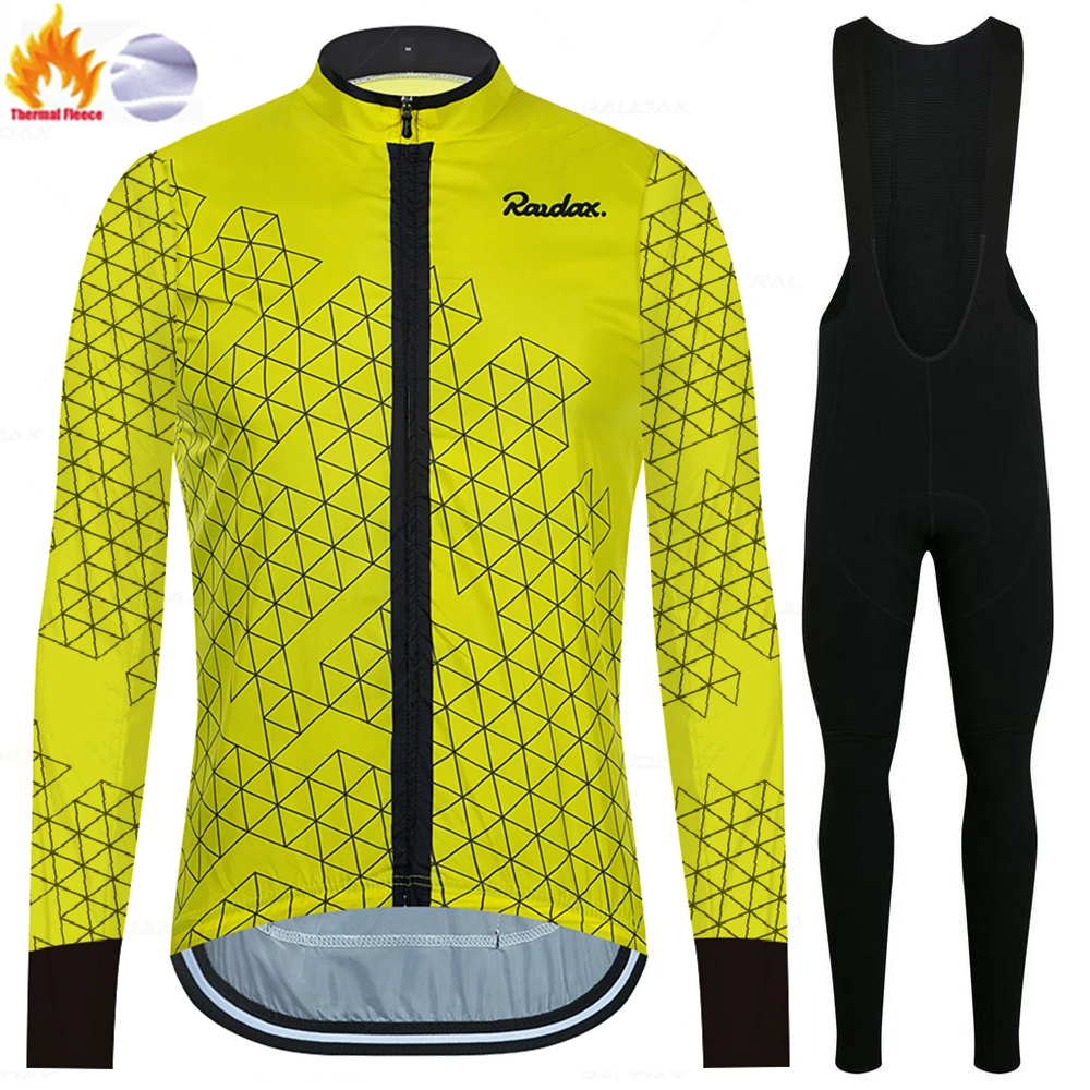 Raudax Warm Cycling Jackets 2024 Winter Thermal Fleece Cycling Clothing Men Long Sleeve Jersey Suit Outdoor Riding Bike Clothes