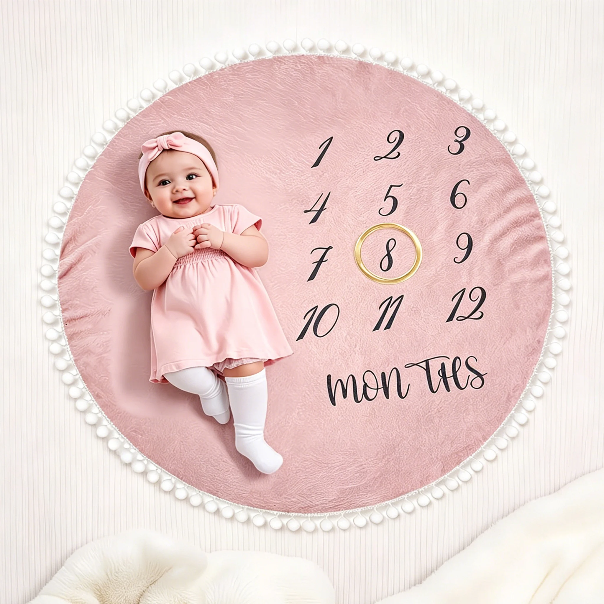 Ylsteed Flannel Month Milestone Blanket Baby First Year Calendar Monthly Growth Chart Shower Gift Newborn Photography  Backdrop