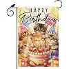 Cake Cats Happy Birthday Garden Flag Double Sided Yard Decor 12x18In llz