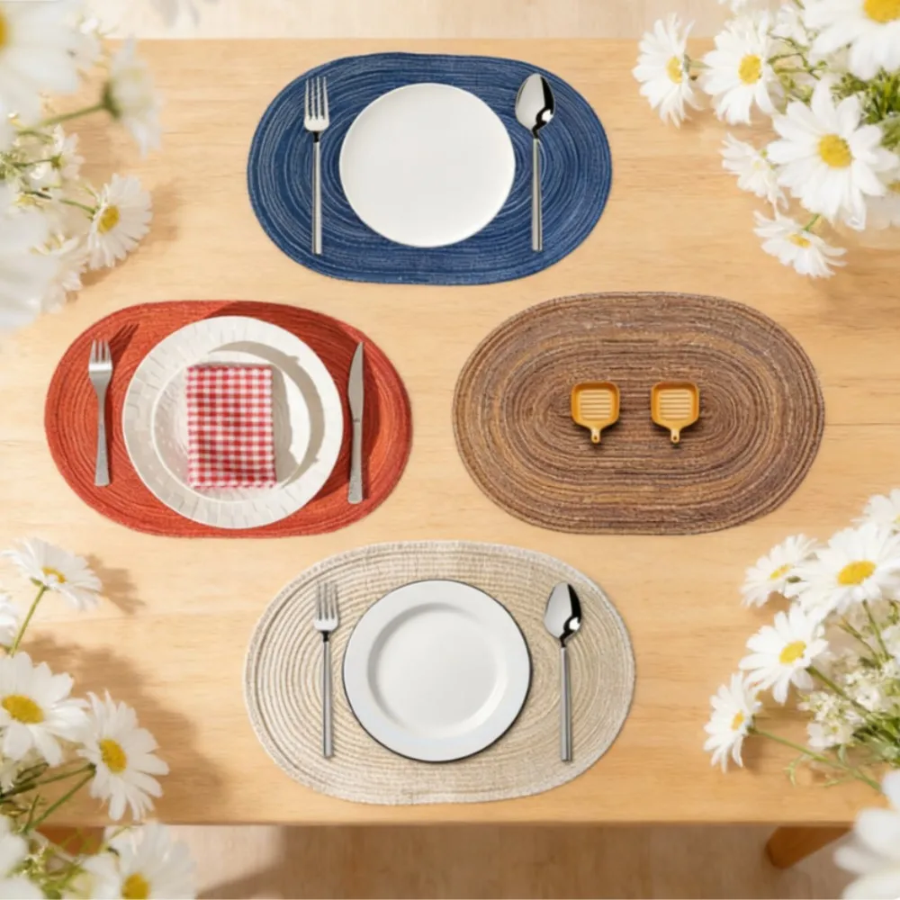 1/6/10 Stück Tägliche Dekorative Geschenk-Tischsets Große Ovale Geflochtene Platzdeckchen Geflochtene Tischmatten für Innen- und Außenbereich Hochzeits-Tischsets