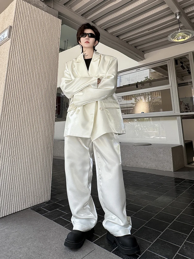 

Дизайнерский мужской двусторонний костюм-двойка оверсайз: модный брендовый комплект премиум-класса для повседневной носки на все сезоны