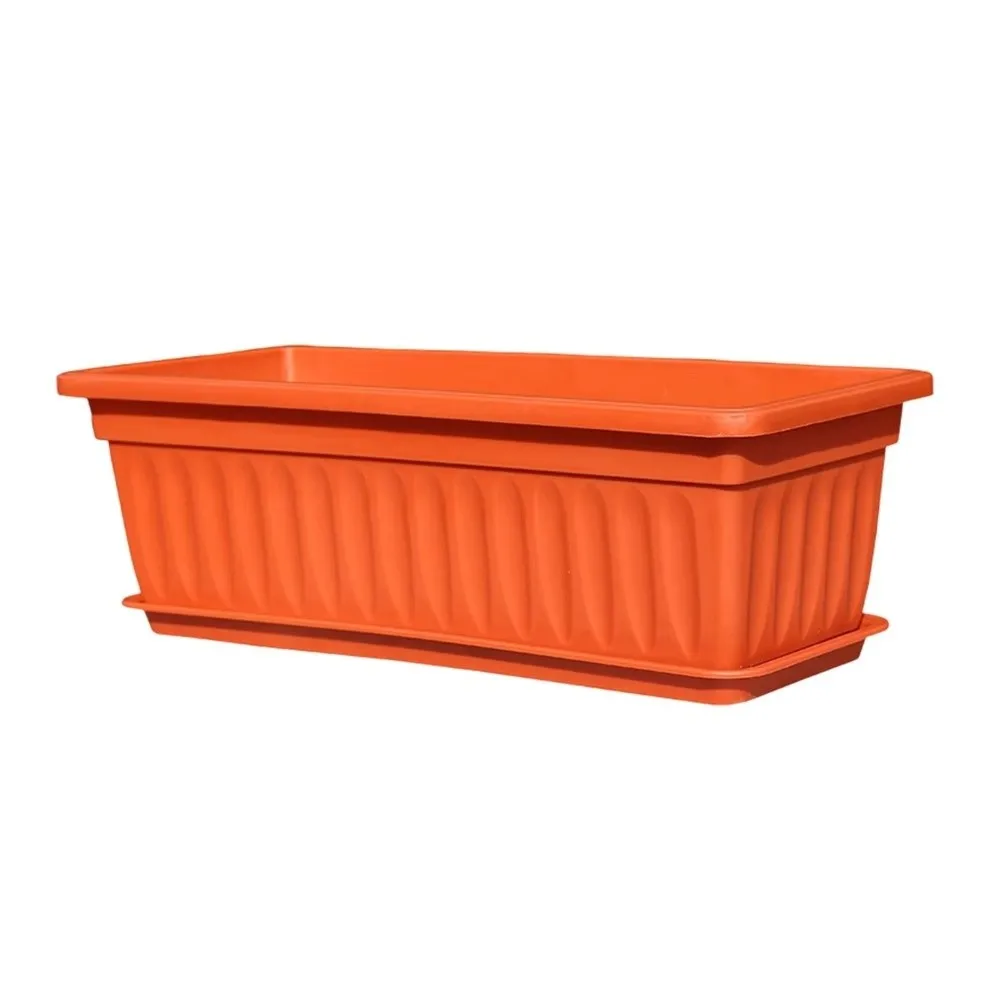 Quality Plastic Rectangular Flower Pot With Tray Balcony Decoration Garden Planter Colorful Large Capacity Plant Pot Patio