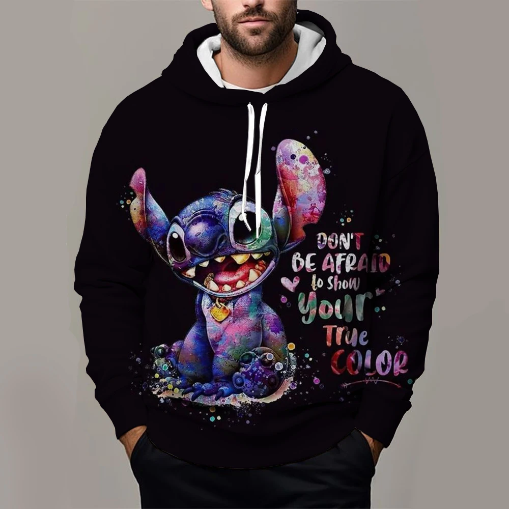 2024 Spring/Summer New Disney Stitch 3D Printed Men\'s Hoodie Street Fashion Versatile Clothing Outdoor Sports Kids Sweatshirt