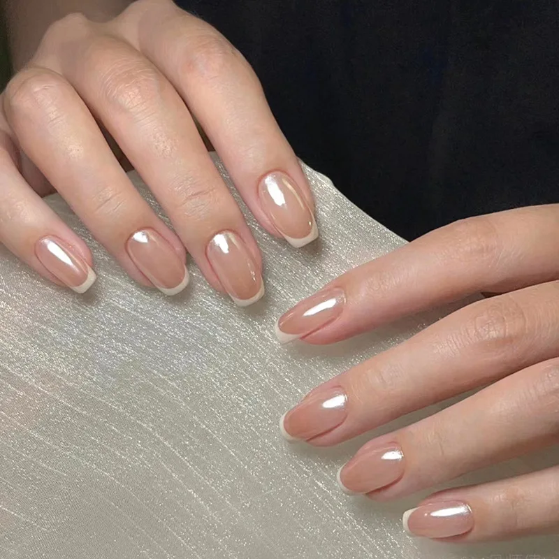 

24pcs Ballet Press-On Nails - Sheer French White Tips Minimalist & Elegant (Medium Length/Multi-Size Fit)