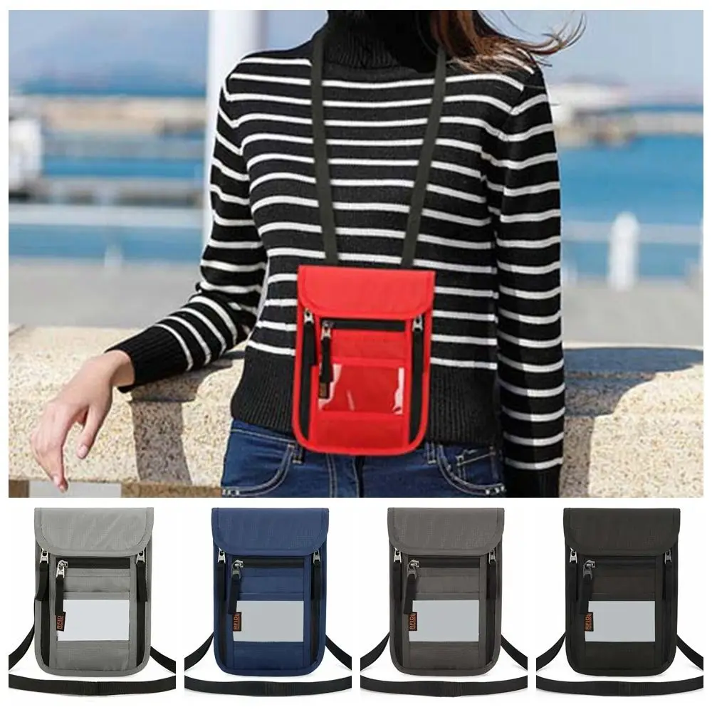 سعة كبيرة حقيبة جواز سفر تتفاعل محفظة نسائية للعملات المعدنية شفافة حقيبة تخزين أوراق الاعتماد البلاستيكية مقصورة مقاوم للماء محفظة رجالية من النايلون #5