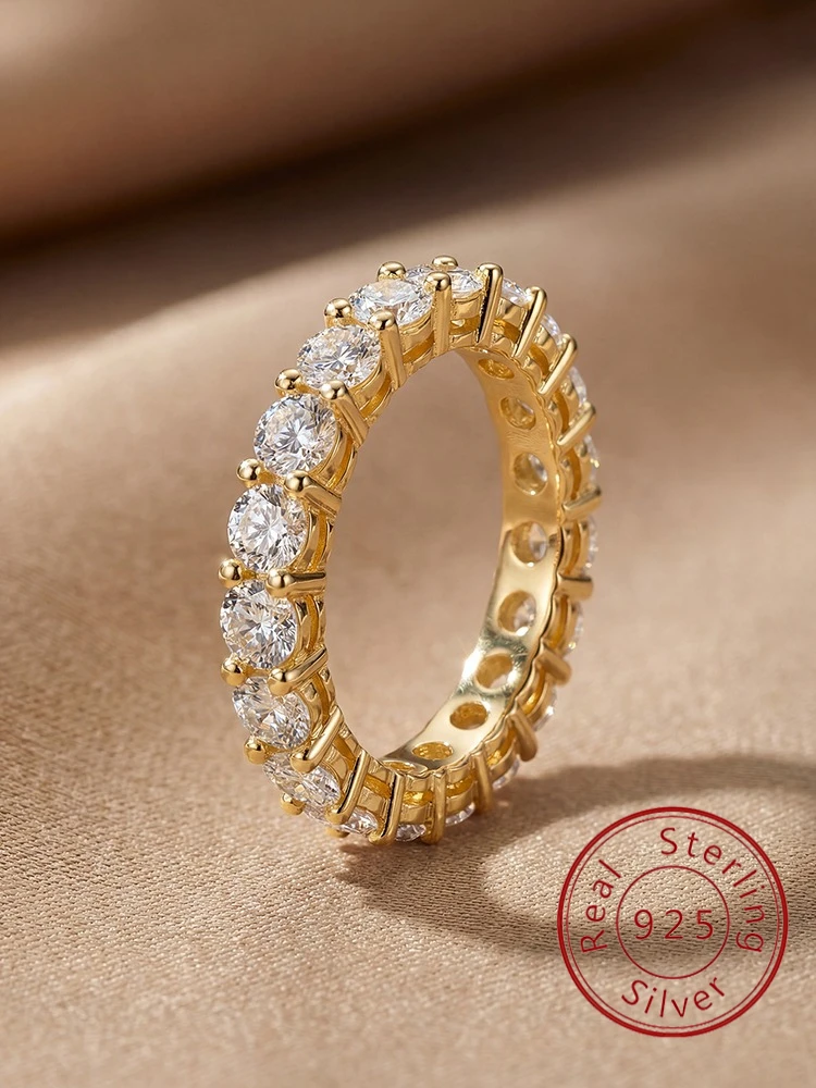 Simplicity Classic Zircon Single Row Ring For Women 925 Sterling Silver Engagement Wedding Luxury High Quality Fine Jewelry