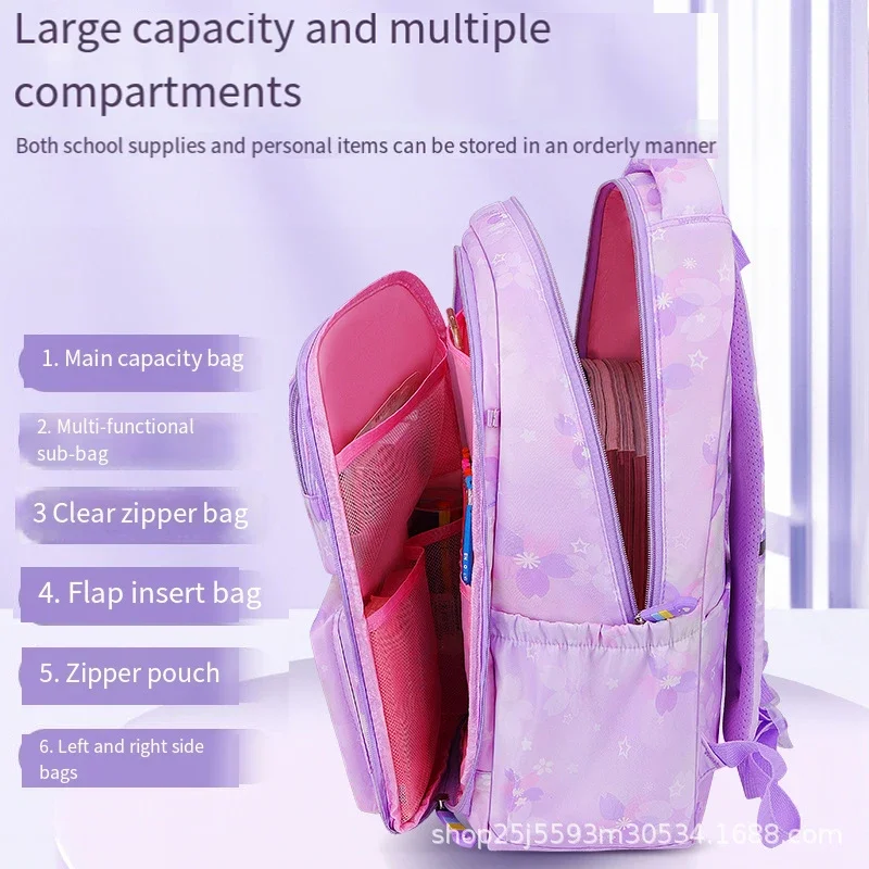 Nueva Mochila Escolar Sanrio para Niña, Kuromi, Gran Capacidad, Cinnamoroll, Transpirable, Superligera, Regalo para Niño, Resistente al Agua