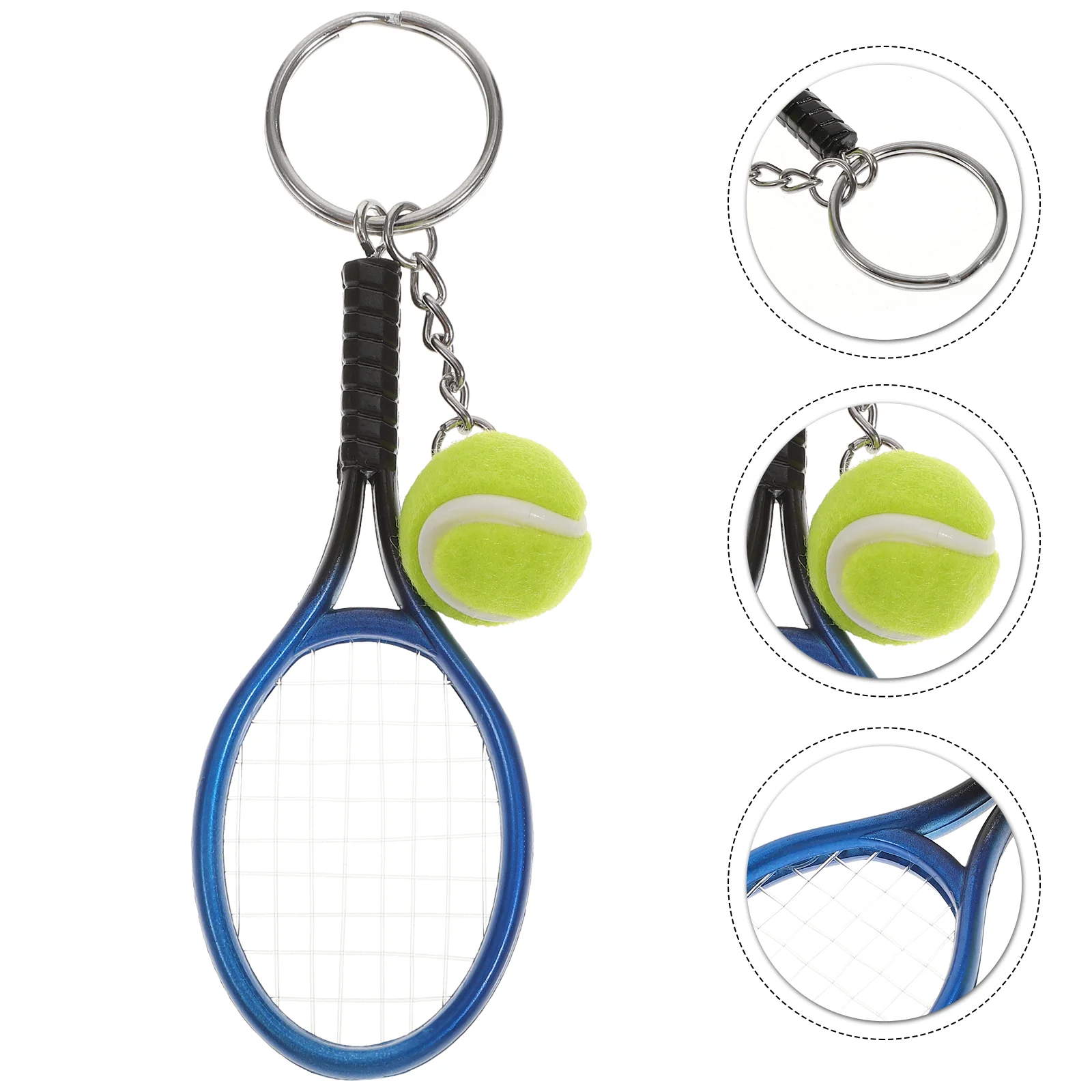 Mini Tennis Racket Keychain Key Ring Charm Tennis Ball Key Chain Car Bag Pendant Keyring Gift (Random Color)