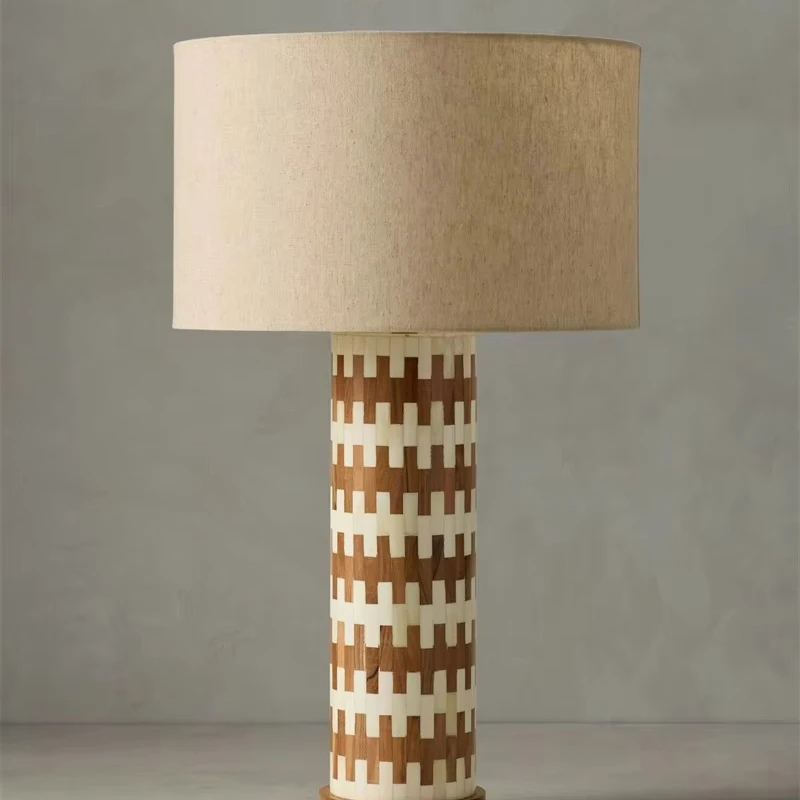 

Lampshade imitation brick pattern wooden desk desk lamp modern hotel villa bedroom dining room art decoration lighting