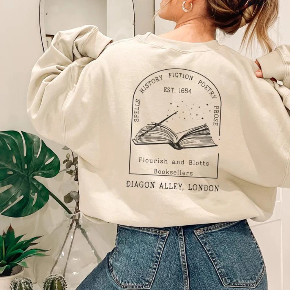 Flourish and Blotts Bestsellers Sweatshirt Wizard Shirt Universal Trip Sweater Book Nerd Hoodie Unisex Long Sleeves Sweatshirts