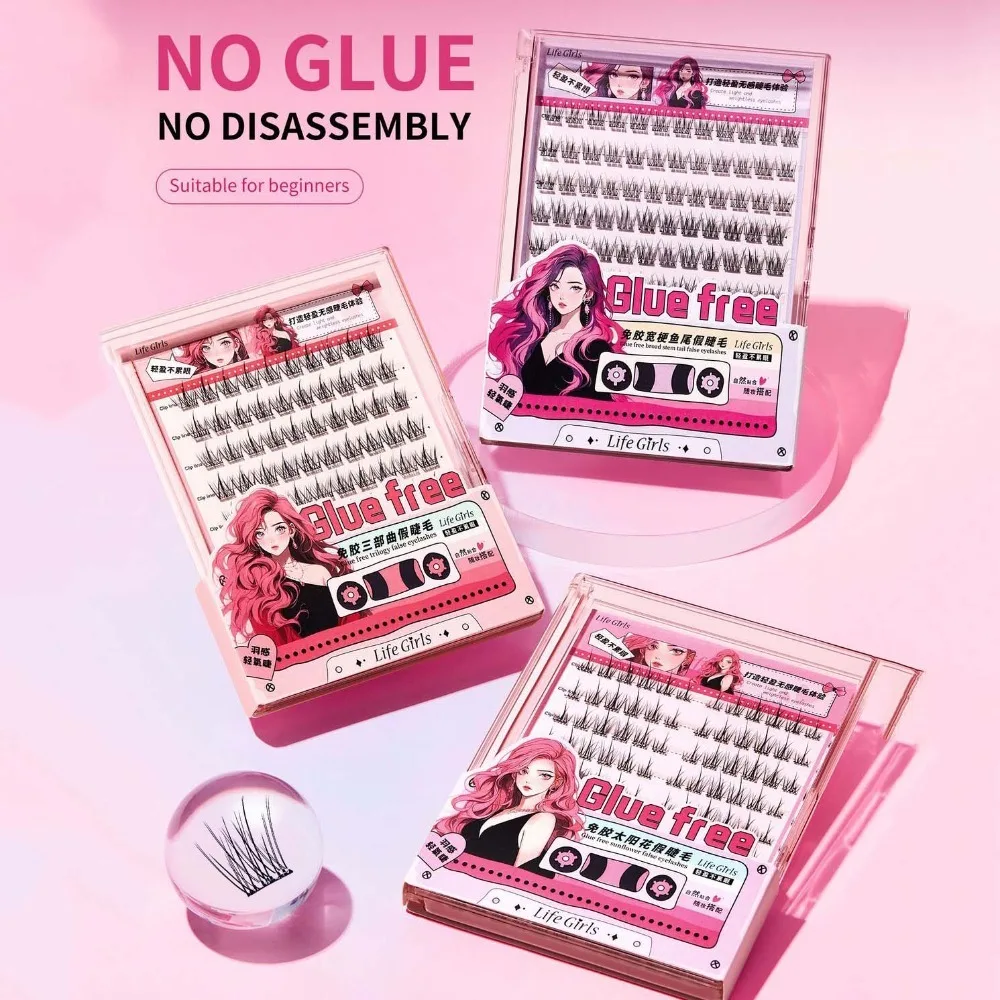 Segmented Glue Free False Eyelashes 10-12mm Oblique Winged Individual Cluster Eyelashes Natural DIY Eyelashes Extensions Women