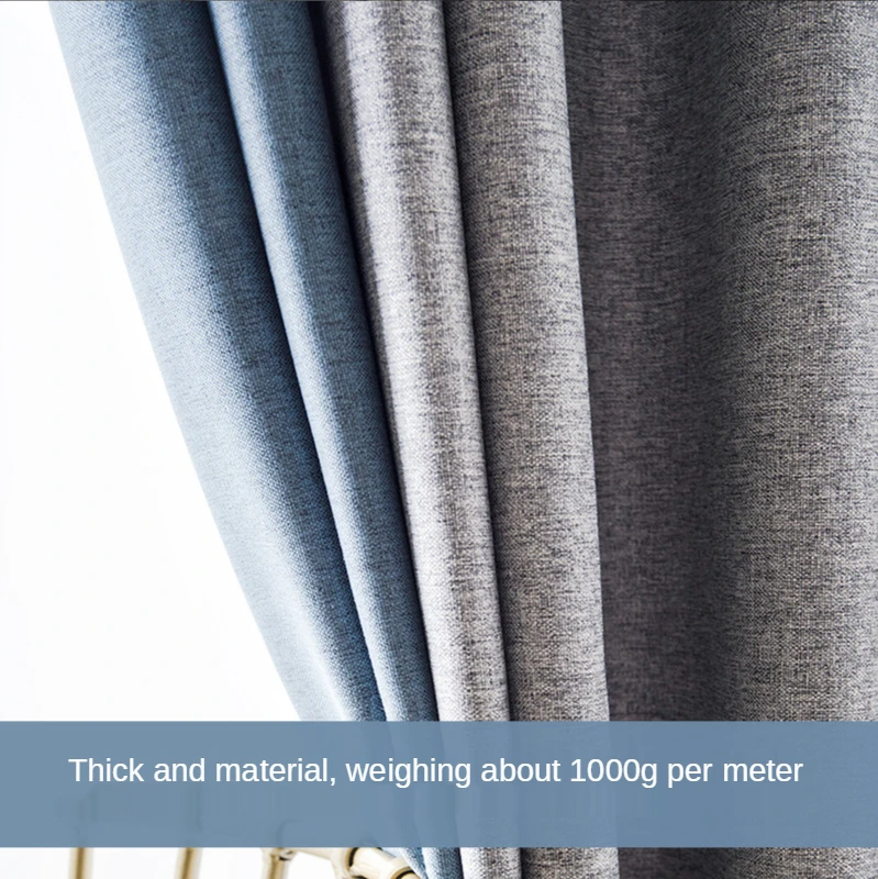 2023 New  Minimalist Curtain Shading Cloth Nordic Minimalist Contrast Color Thickening Curtains for Living Dining Room Bedroom