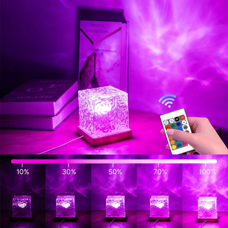 오션 웨이브 프로젝터 라이트 16 색 오로라 보레 알 프로젝터 조명 ​​원격 제어 RGB 동적 회전 물 리플 테이블 램프