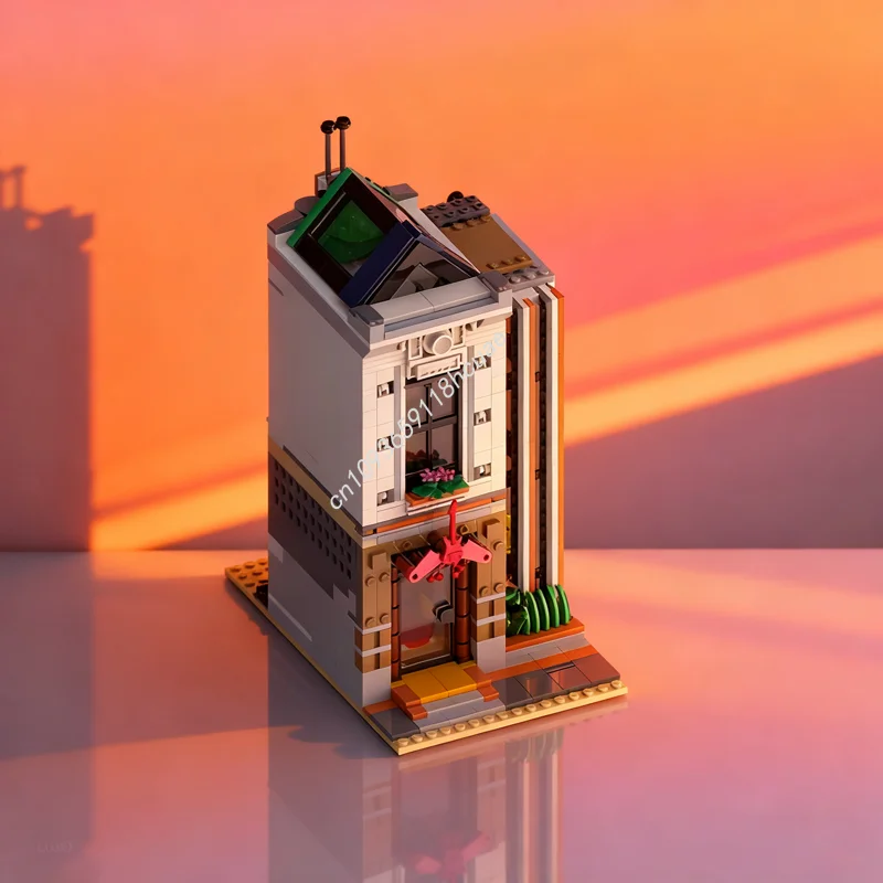 

868 шт. MOC виниловый магазин, модульная модель, строительные игрушки, блоки, архитектура, сборка, творческое образование, рождественские подарки на день рождения