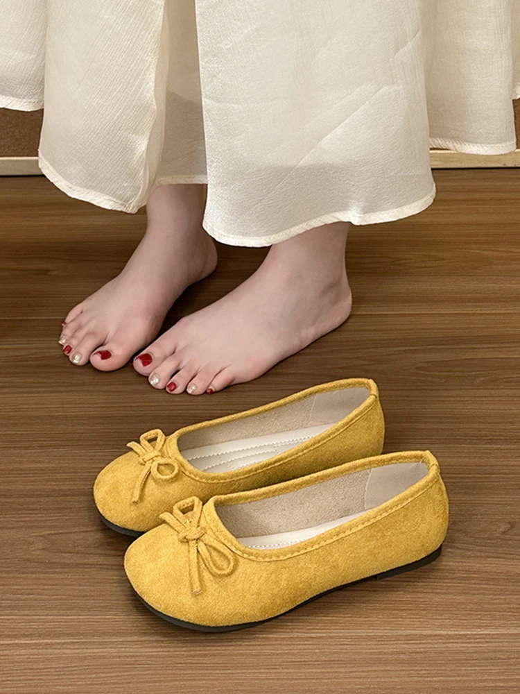 

Knot Slip-On Flat Heels Women's Soft Bottom Casual Shoes Fairy Style Spring Autumn Fashion Single Shoes for Women