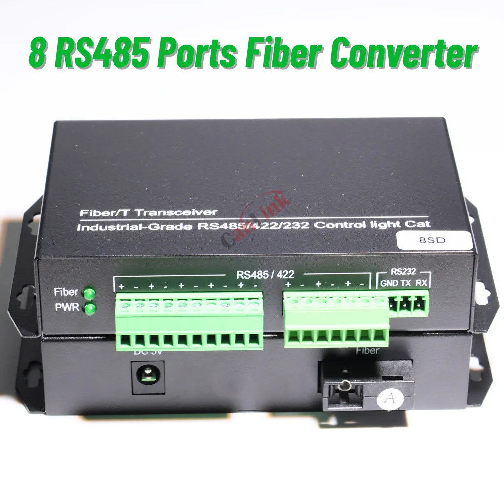 

1Pair RS485 Optical Media Converter SX SM Fiber Transceiver SC 8-channel RS485 Communication Bidirectional Data