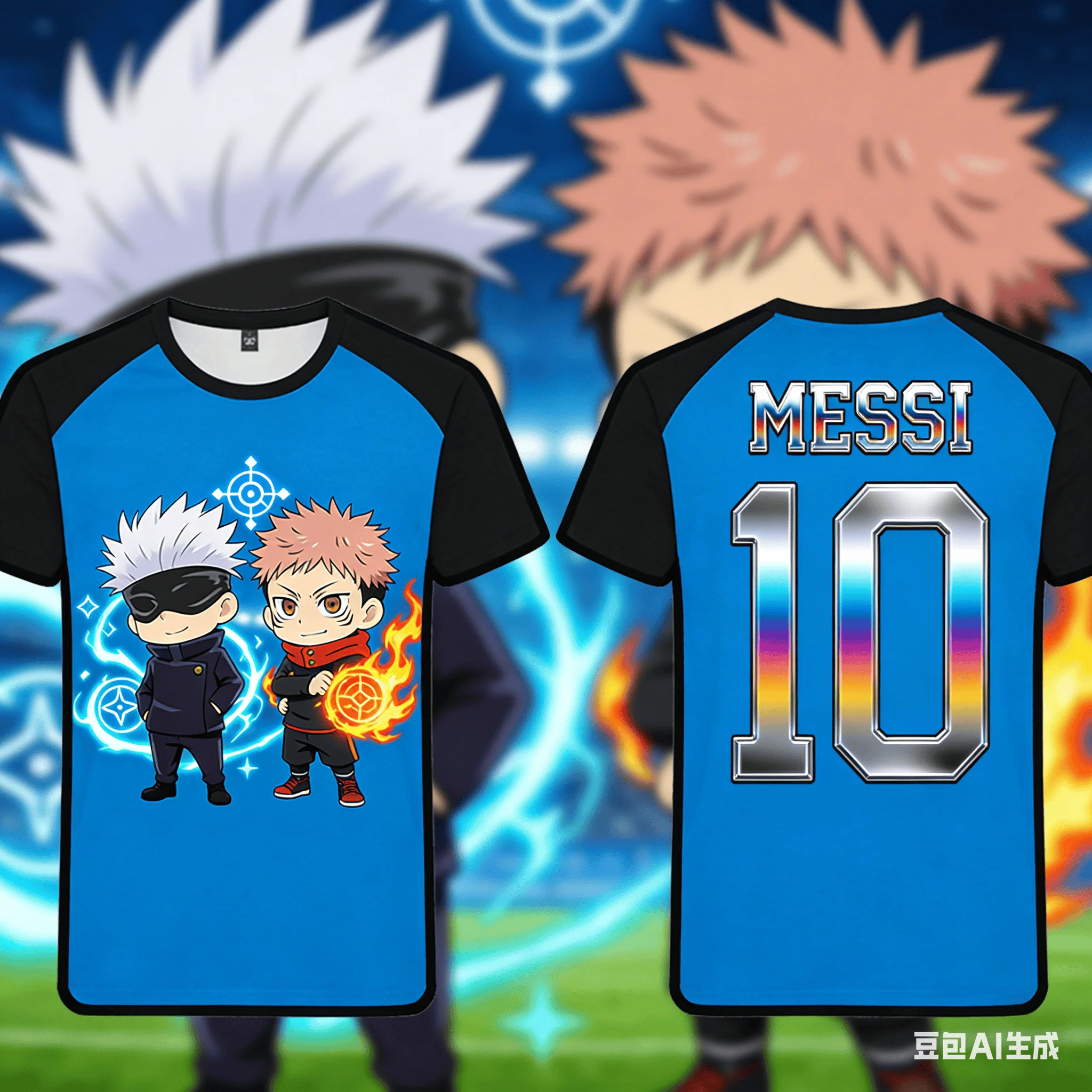 

Футболка с принтом Jujutsu Kaisen × Soccer Star Collaboration, унисекс, в стиле High Street, свободного кроя, с коротким рукавом
