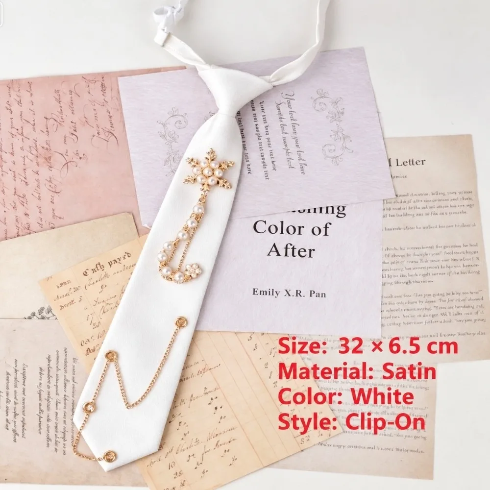 New Lightweight Pre-tied Necktie Pre-tied Chain Decor Chain Necktie Bow Shape No Knot Shirt Accessory Jk Uniform Outfit