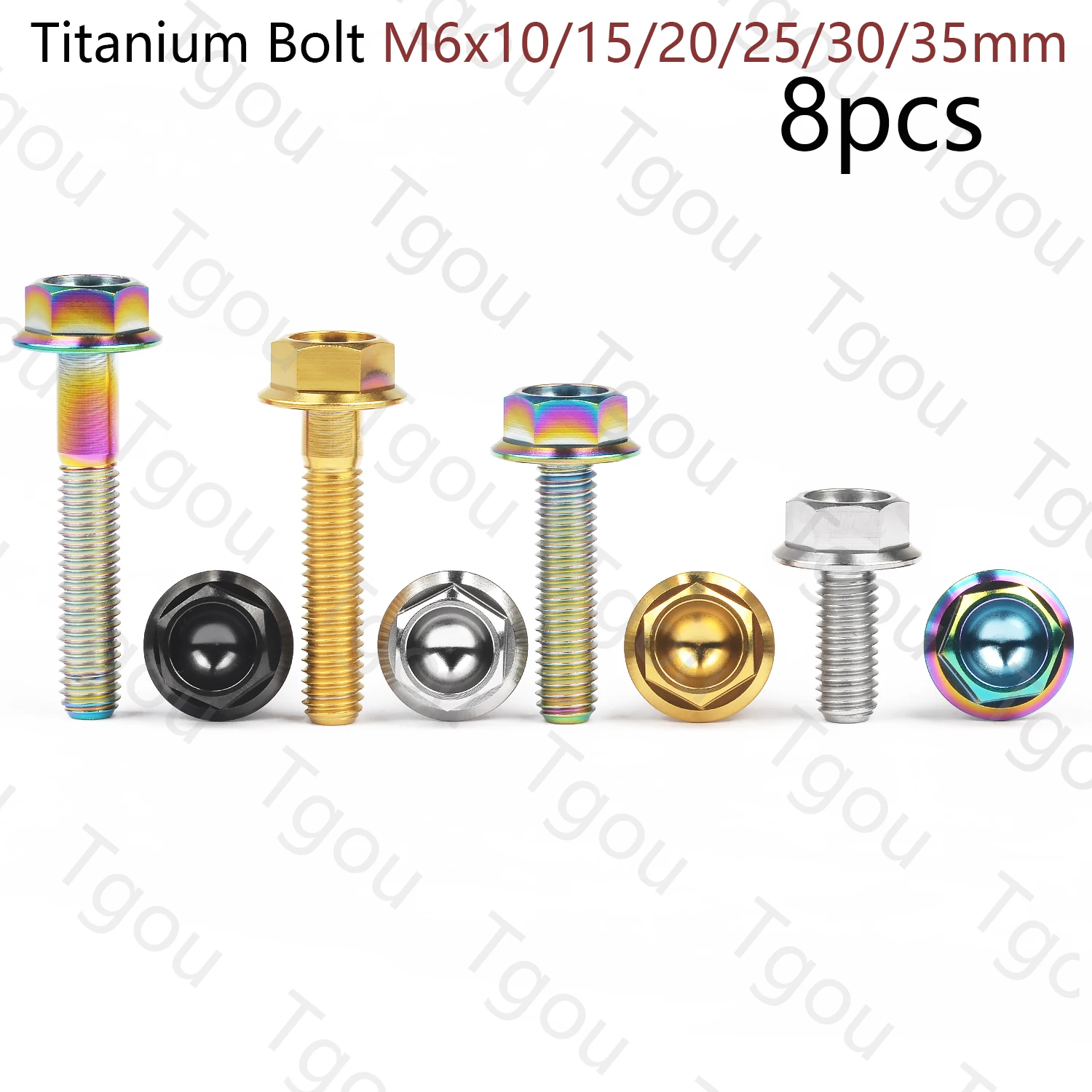 

Tgou Titanium Bolt M6x10/15/20/25/30/35mm Flange Hex Head DIN6921 Screws for Motorcycle 8pcs