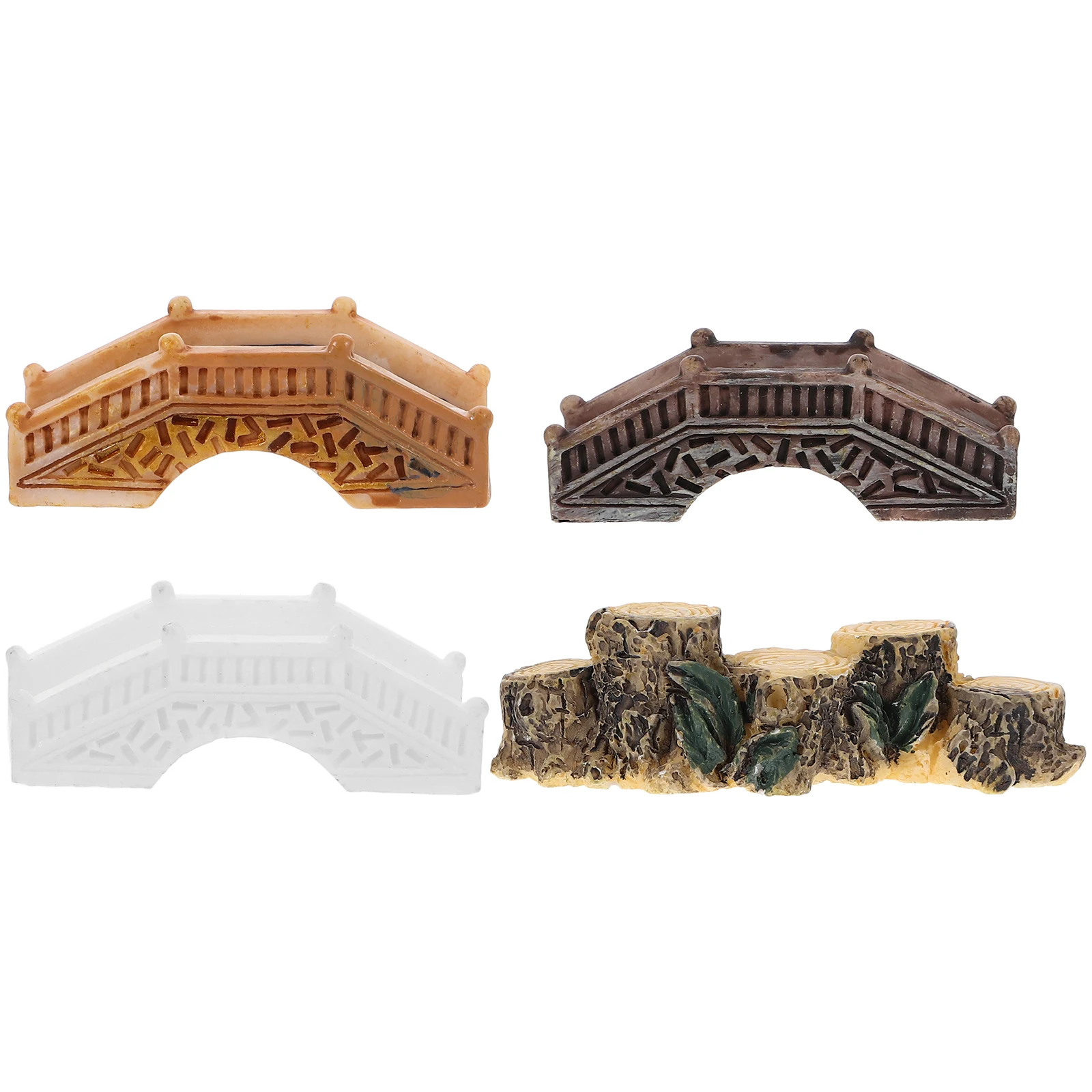 

4 Mini Garden Arch Bridges Realistic Simulation Decor Durable PVC Material Long Term Use Miniature Bridge Ornament For Home