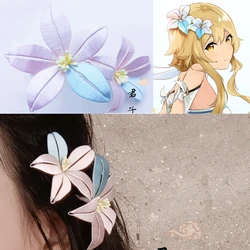 New Game Impact Traveller Lumine Hairpin Cosplay Costume Headwear Cloth Flower Hair Clip Props Halloween Carnival Accessories