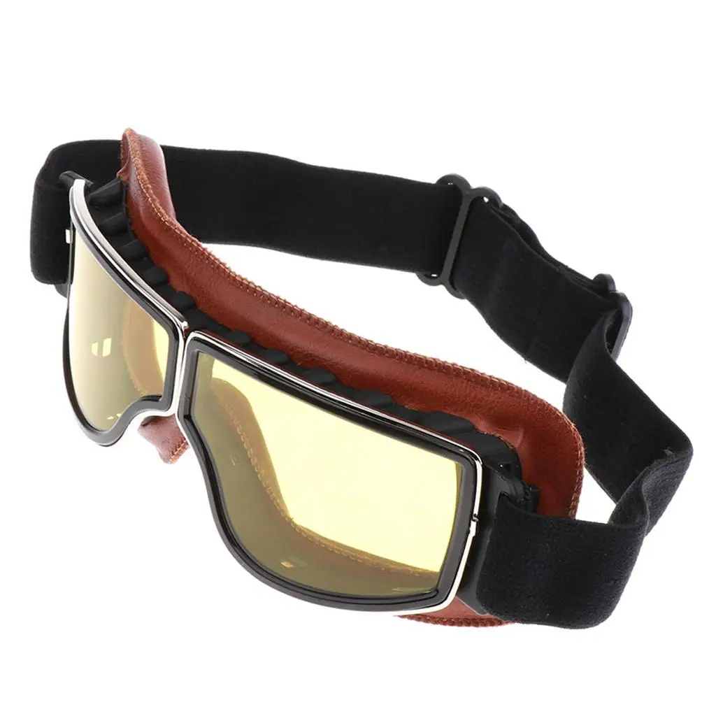 Fashion Vintage Yellow Lens Motorcycle Riding Goggle Eyewear Sunglasses Light for Harley Helmet Pilot Cruiser Riding Decoration