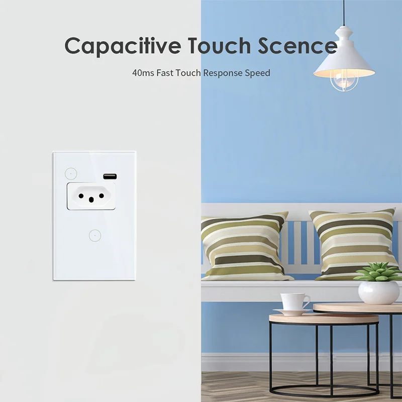 Imagem -02 - Inteligente Tuya Brasil Light Switch Tomada Brasileira Tomada do Brasil Painel de Vidro Work With Intelligent Alexa Google Home