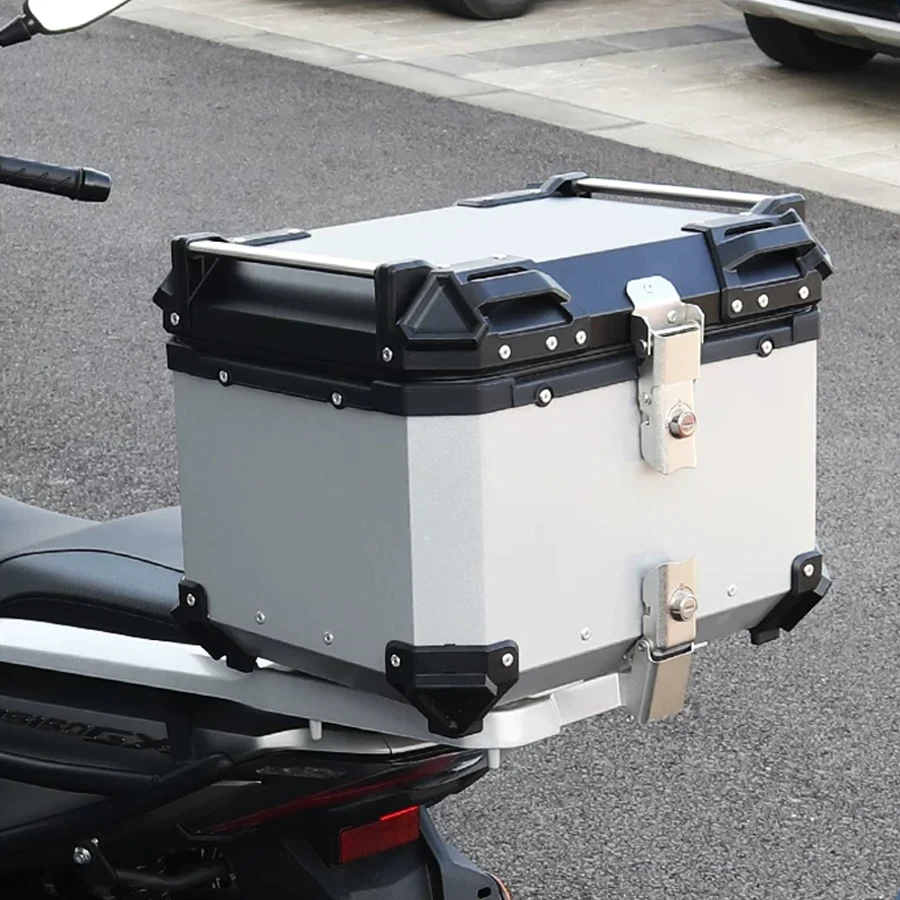 Waterproof Universal Aluminum Motorcycle Top Case 36L 45L 55L 65L 80L Moto Rear Luggage Storage Box Helmet Cargo Tail Box