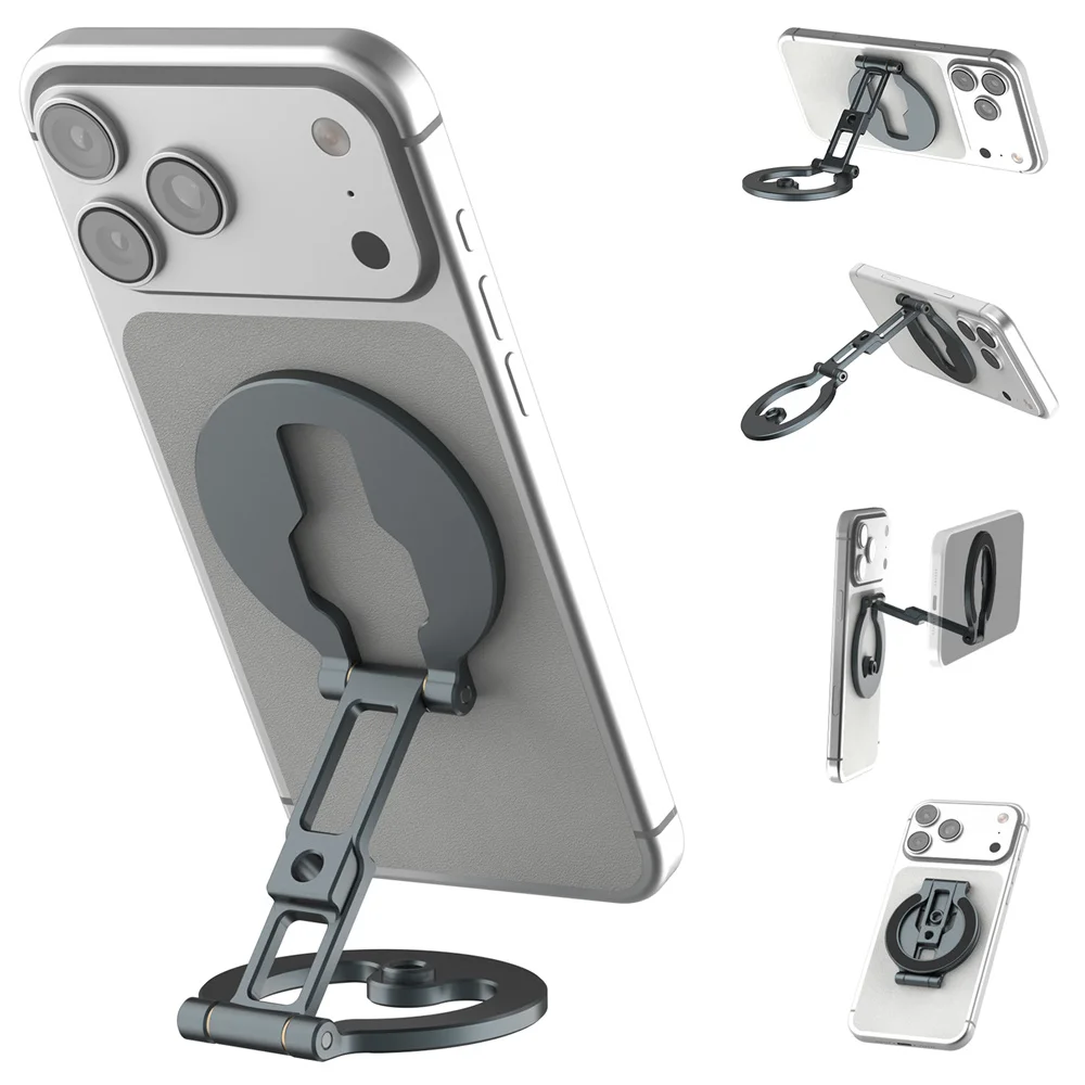 

НОВЫЙ двухсторонний магнитный держатель для телефона, тонкая подставка для телефона с винтом 1/4 дюйма, крепление для штатива, настольное крепление для спортзала для iPhone 17, Android MagSafe