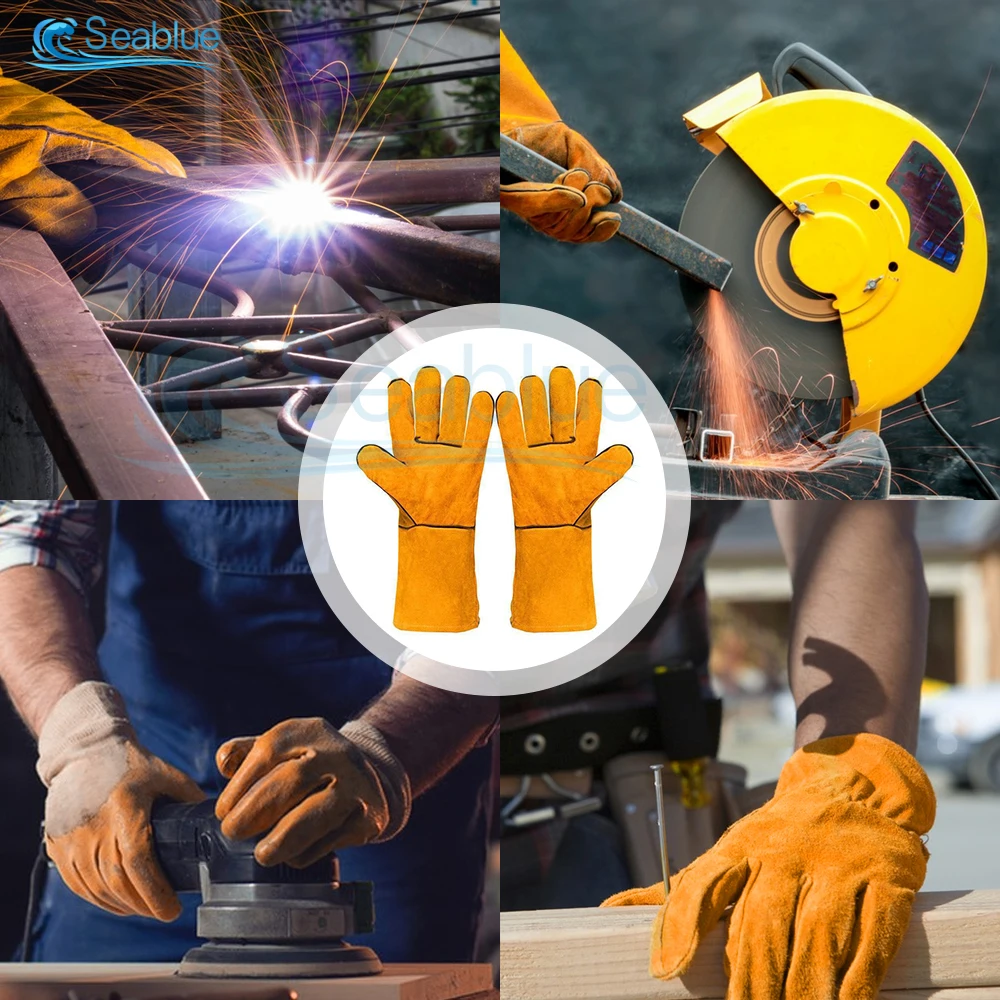 Imagem -06 - Homens Mulheres Cowhide Luvas de Trabalho Jardim Soldagem Segurança Proteção Mecânica de Trabalho para Multiusos Resistente ao Desgaste Par