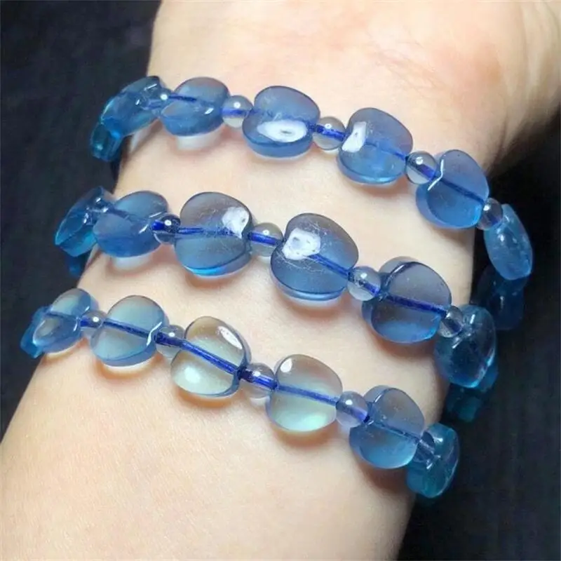 

Natural Aquamarine Apple Bracelet Blue Crystal Reiki Healing High Quality Gemstone Fashion Jewelry Gift 1pcs