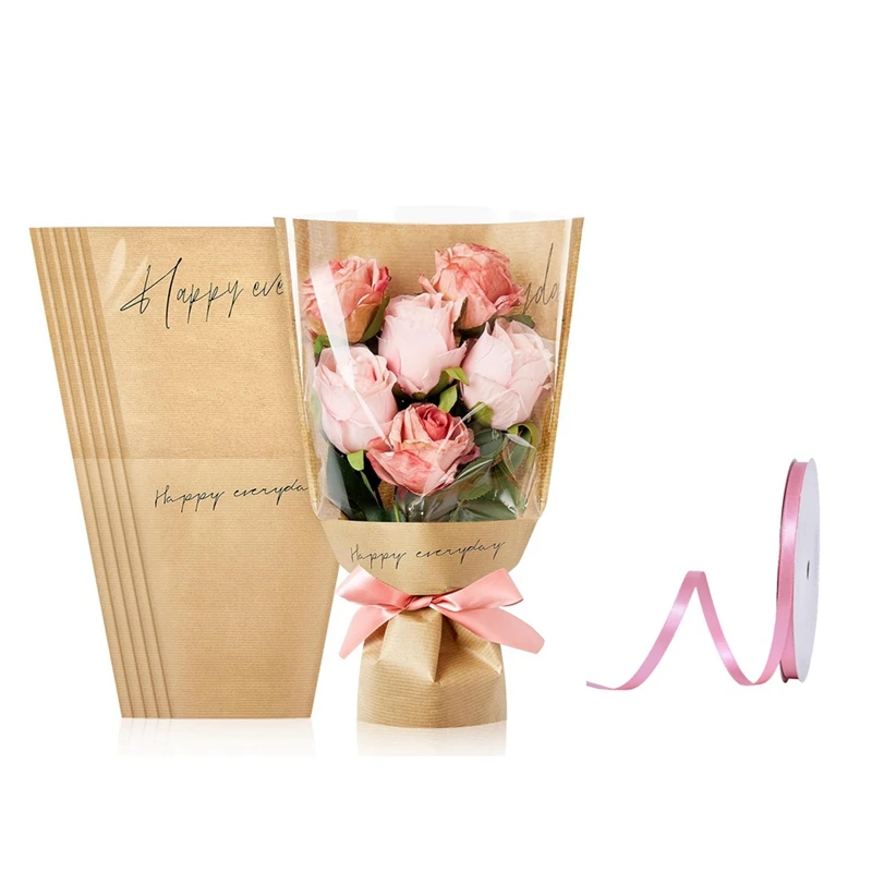 

40 PCS Flower Bags For Bouquets, 11 X 5.1 X 17.3 Inches Flower Sleeves Floral Wrapping Paper Bulk Florist Packaging