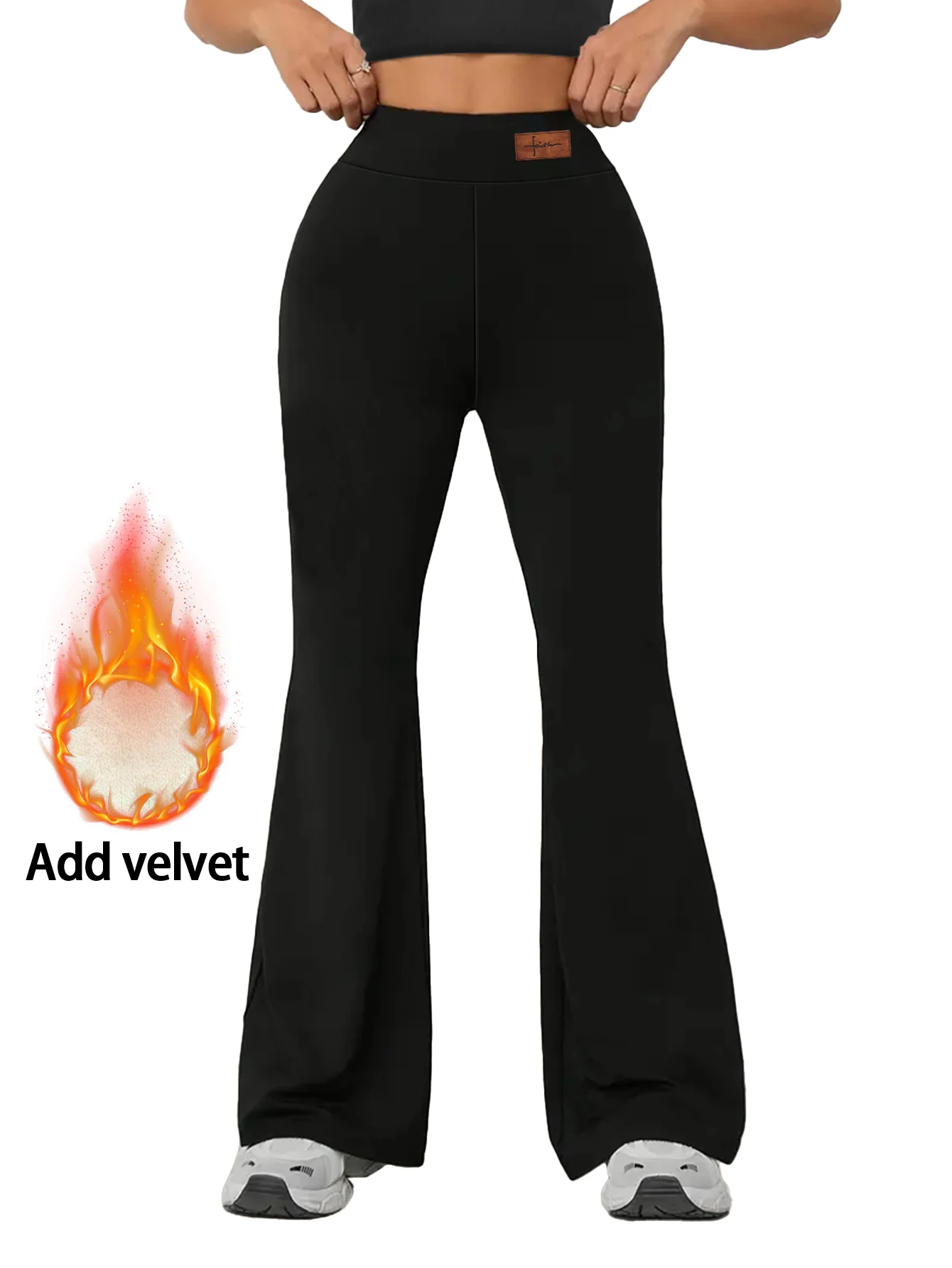 سراويل نسائية، سراويل حرارية، مبطنة بالصوف، سراويل Bootcut، سراويل تزلج شتوية Y2K، سراويل حرارية عالية الخصر، رفع المؤخرة