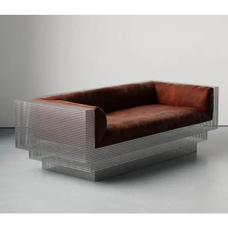 Retro old  style niche metal small apartment single three-person sofa