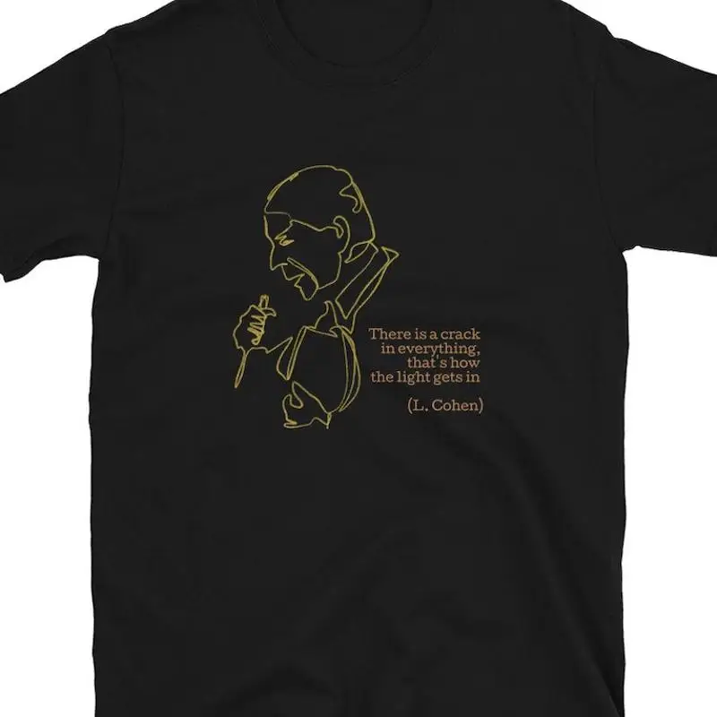 Leonard Cohen Line Drawing There Is A Crack T-Shirt