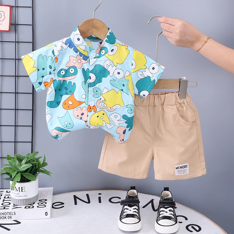 New Summer Baby Clothes Set Children Boys Shirt Shorts 2Pcs/Sets Toddler Clothing Infant Casual Cartoon Costume Kids Tracksuits