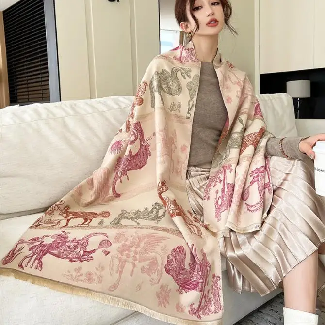 Fashion Shawl Cashmere Wrap Scarf Women Shawl Scarf Ethnic Style Warmth Luxury Warm Scarves Floral Women Jacquard Weave Shawl