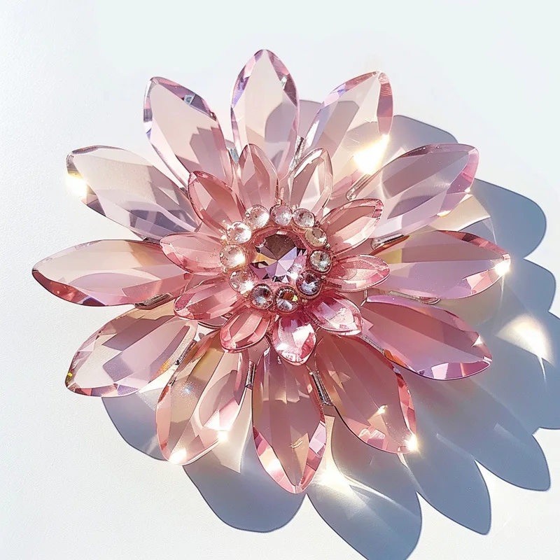 Fresh pastoral pink crystal daisy brooch jewelry, clothing accessories