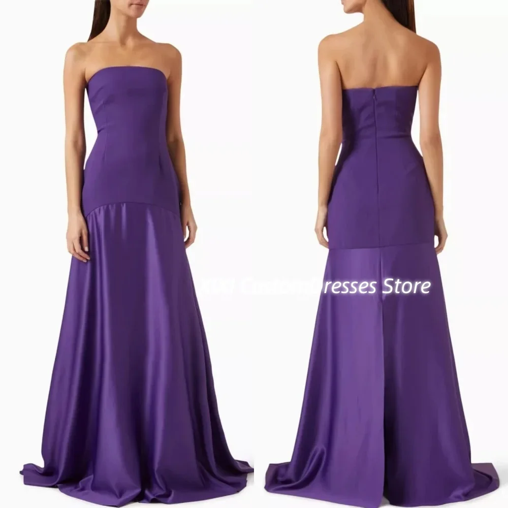 Customized Wedding Party Dress A-Line Strapless Formal Occasion Dresses Floor-Length Zipper Up Sleeveless Dress Women Elegant