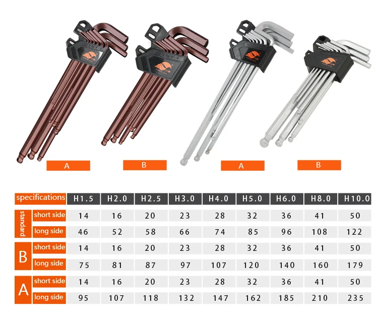 9 Teile/satz Magnetische Schlüssel Doppel-Ende L Typ Inbusschlüssel Set Inbusschlüssel Hexagon Flache Kugel Torx Stern Kopf Spanner schlüssel Set Hand Werkzeuge – Detail 7