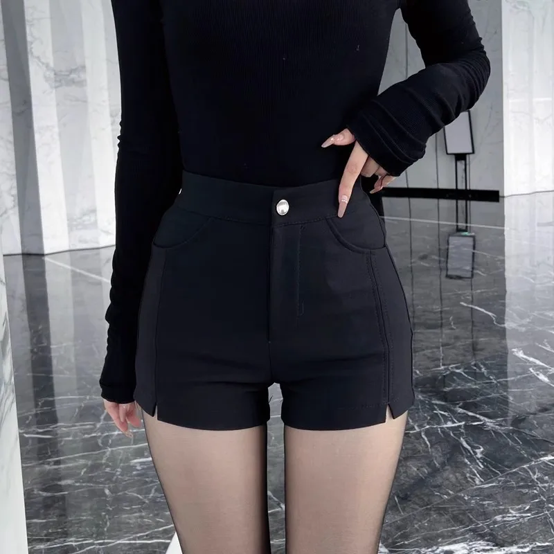 

Women's Black Shorts for Summer2024New Design Sense High Waist Slimming Sheath Bottom Outer Wear Hot Pants for Hot Girls