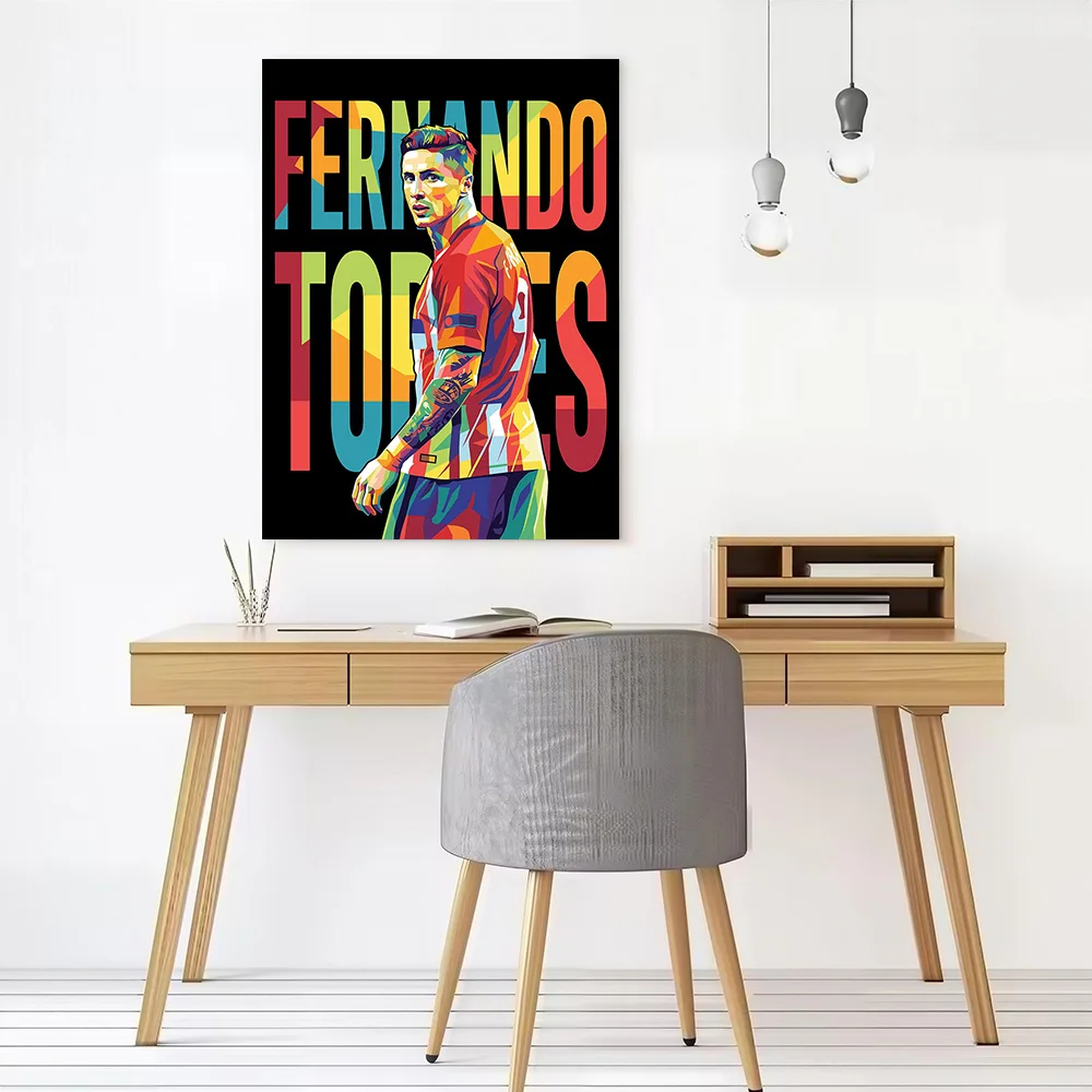 Fernando Torres Pop Art Portrait Printed Canvas Wall Art Customizable Paintings Poster Perfect Gift for Living Room Decorations
