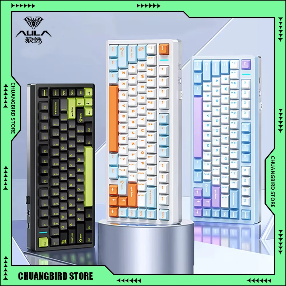 AULA M75 Aluminum Customization Mechanical Keyboard Tri-mode Wireless Bluetooth PC E-sports Keyboards Gaming Accessories Gifts