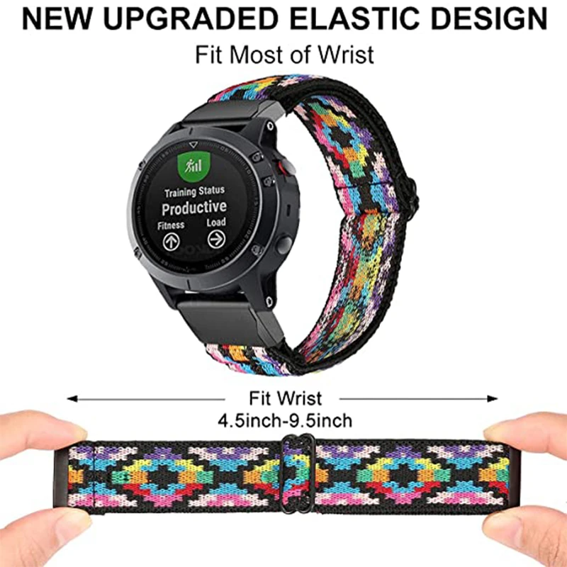 Correia de nylon em tecido para Garmin Fenix, banda elástica para Garmin Fenix 7X 6X 5X 7S 6S Pro 7 6 5 Plus 3HR 945, relógio de enduro Epix Gen 2,