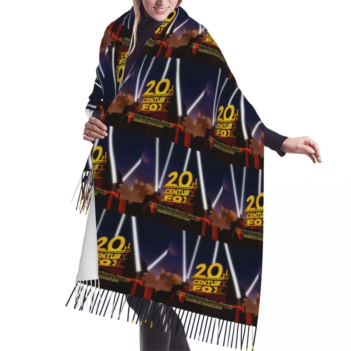 

Шарф с лисой 20-го века, шарфы с кисточками для женщин, мягкие теплые шали и накидки, длинная осенне-зимняя шаль